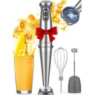 KOIOS Immersion Blender, 1000W Anti-scratch 3-in-1 Hand Blender, Upgraded 12 Speed Stainless Steel Blade Stick Blender with Turbo Mode, Whisk and Milk Frother, BPA-Free