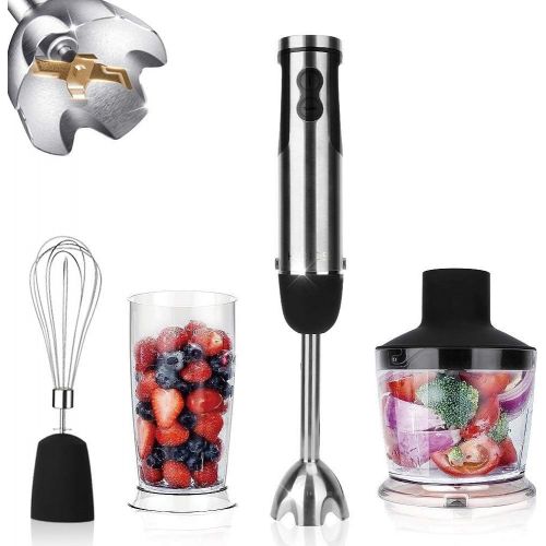  [아마존베스트]KOIOS Powerful 800W 4-in-1 Hand Immersion Blender 12 Speeds, Includes 304 Stainless Steel Stick Blender, 600ml Mixing Beaker, 500ml Food Processor, and Whisk Attachment, Multi-Purp