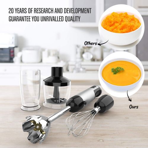  [아마존베스트]KOIOS Powerful 800W 4-in-1 Hand Immersion Blender 12 Speeds, Includes 304 Stainless Steel Stick Blender, 600ml Mixing Beaker, 500ml Food Processor, and Whisk Attachment, Multi-Purp