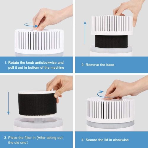  Air Purifiers for Home, KOIOS H13 HEPA Air Purifier for Bedroom Small Room Office Desk, Air Filter for Pets Hair Dander Smoke Pollen, Night Light,100% Ozone Free