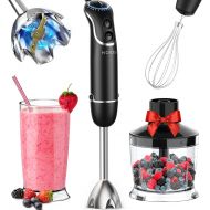 KOIOS 800-Watt/ 12-Speed Immersion Hand Blender(Titanium Reinforced), Turbo for Finer Results, 4-in-1 Set Includes BPA-Free Food Chopper / Egg Beater / Beaker, Ergonomic Grip, Deta