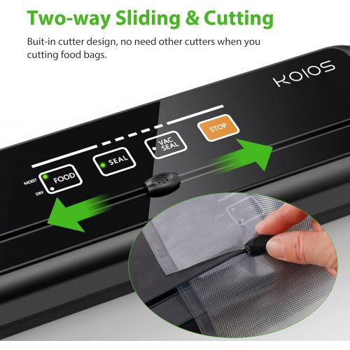  KOIOS Vacuum Sealer Machine, 86Kpa food vacuum sealer with Dry & Moist Food Modes, Automatic Food Sealer Machine with built in Cutter, External Vacuum function, LED Indicator Light