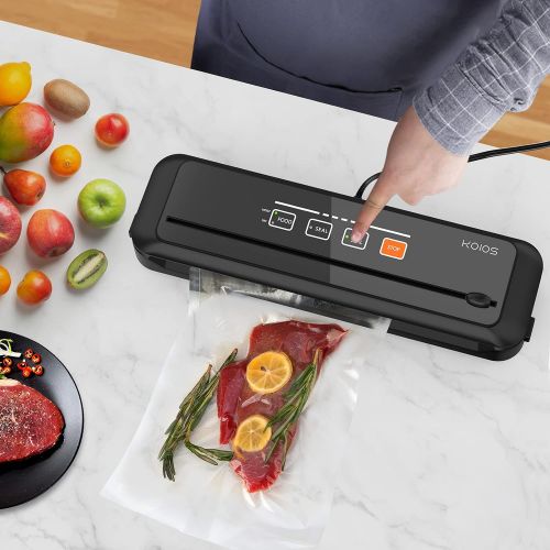  KOIOS Vacuum Sealer Machine, 86Kpa food vacuum sealer with Dry & Moist Food Modes, Automatic Food Sealer Machine with built in Cutter, External Vacuum function, LED Indicator Light