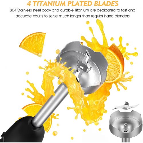  [아마존베스트]KOIOS 800-Watt/ 12-Speed Immersion Hand Blender(Titanium Reinforced), Turbo for Finer Results, 3-in-1 Set Includes BPA-Free Blender Stick / Egg Beater /Milk Frother Ergonomic Grip,