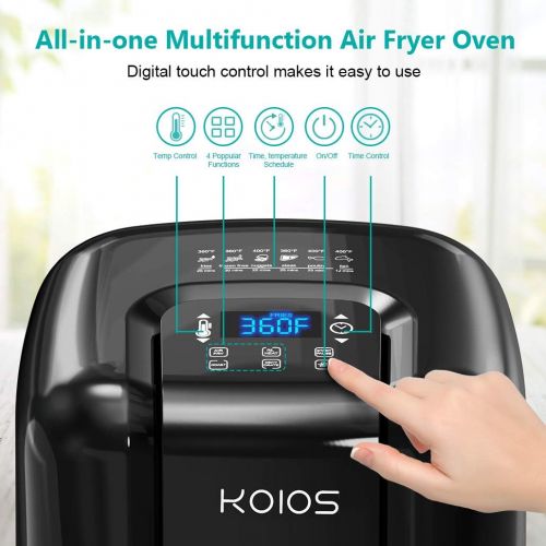  [아마존베스트]KOIOS Air Fryers Oven, Max XXL 7.8-Quart Dehydrator, 1800-Watt 4*6 Presets for Air Frying, Roasting, Reheating, Ergonomic Touchscreen, Oil-less, ETL Listed (160 Recipes)