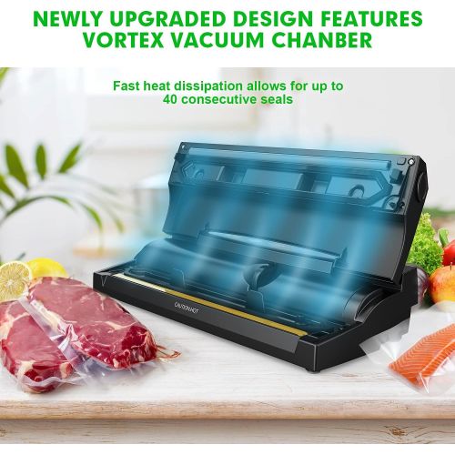  [아마존베스트]KOIOS Vacuum Sealer Machine, 80Kpa Automatic Food Sealer for Food Savers w/Starter Kit, Dry & Moist Modes, With Up To 40 Consecutive Seals, Compact Design (Black)