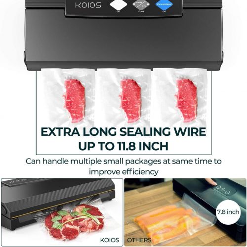  [아마존베스트]KOIOS Vacuum Sealer Machine, 80Kpa Automatic Food Sealer for Food Savers w/Starter Kit, Dry & Moist Modes, With Up To 40 Consecutive Seals, Compact Design (Black)