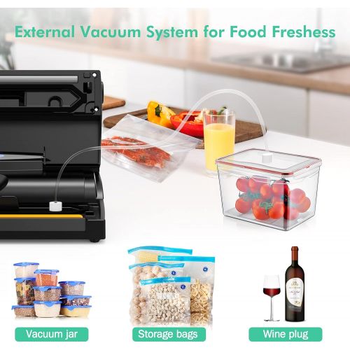  [아마존베스트]KOIOS Vacuum Sealer Machine, 80Kpa Automatic Food Sealer for Food Savers w/Starter Kit, Dry & Moist Modes, With Up To 40 Consecutive Seals, Compact Design (Black)