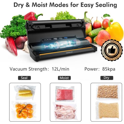  [아마존베스트]KOIOS Vacuum Sealer Machine, 80Kpa Automatic Food Sealer for Food Savers w/Starter Kit, Dry & Moist Modes, With Up To 40 Consecutive Seals, Compact Design (Black)