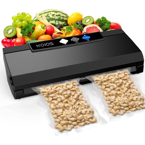  [아마존베스트]KOIOS Vacuum Sealer Machine, 80Kpa Automatic Food Sealer for Food Savers w/Starter Kit, Dry & Moist Modes, With Up To 40 Consecutive Seals, Compact Design (Black)