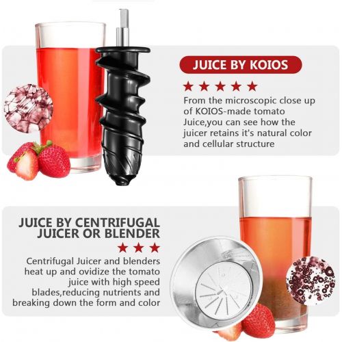  [Upgraded] KOIOS Juicing Machine, 2021 Masticating Slow Juicer Extractor, Cold Press Juicer with Quiet Motor & High Juice Yield, E-Recipes for Vegetables and Fruits, Easy to Clean