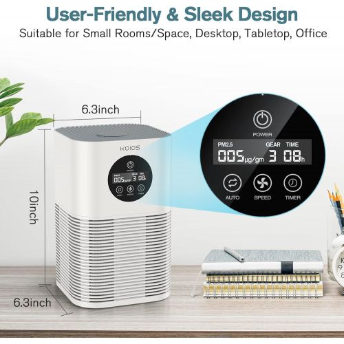  Air Purifiers for Home Bedroom, KOIOS H13 HEPA Air Purifier with Auto Speed Control for Pets Hair Dander Smoke, Portable Air Filter with Fragrance Sponge for Small Room Office Desk