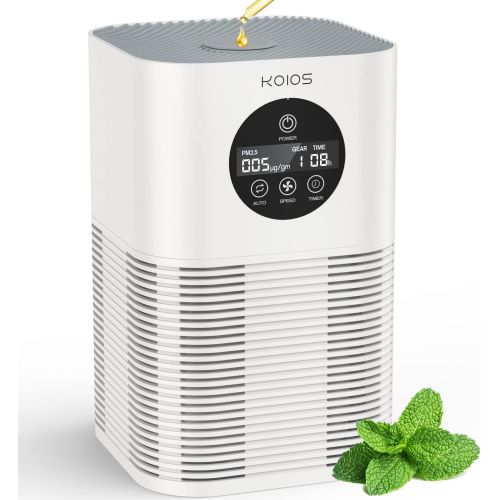  Air Purifiers for Home Bedroom, KOIOS H13 HEPA Air Purifier with Auto Speed Control for Pets Hair Dander Smoke, Portable Air Filter with Fragrance Sponge for Small Room Office Desk