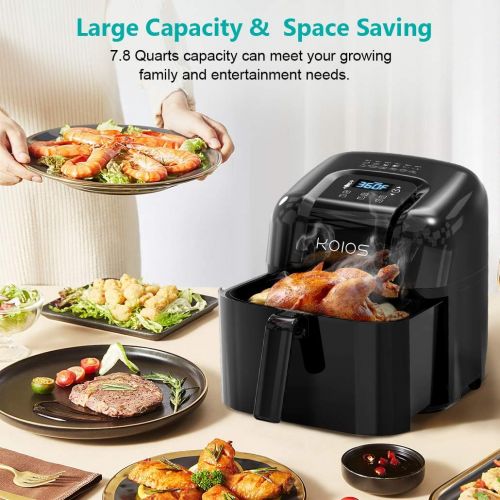  [아마존베스트]KOIOS Air Fryers Oven, Max XXL 7.8-Quart Dehydrator, 1800-Watt 4*6 Presets for Air Frying, Roasting, Reheating, Ergonomic Touchscreen, Oil-less, ETL Listed (160 Recipes)