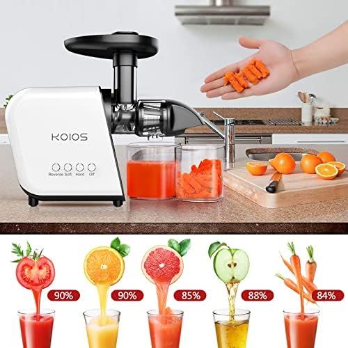  [아마존베스트]KOIOS Juicer, slow Juicer Extractor with reverse function, cold press Juicer Machines with quiet Motor, high nutrient fruit and vegetable Juice