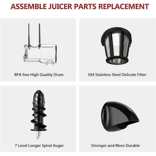  [아마존베스트]KOIOS Juicer, slow Juicer Extractor with reverse function, cold press Juicer Machines with quiet Motor, high nutrient fruit and vegetable Juice