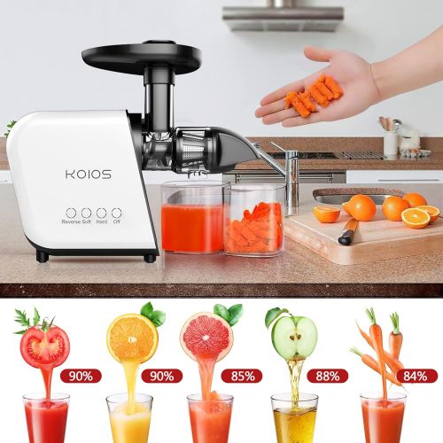  [아마존베스트]KOIOS Juicer, slow Juicer Extractor with reverse function, cold press Juicer Machines with quiet Motor, high nutrient fruit and vegetable Juice