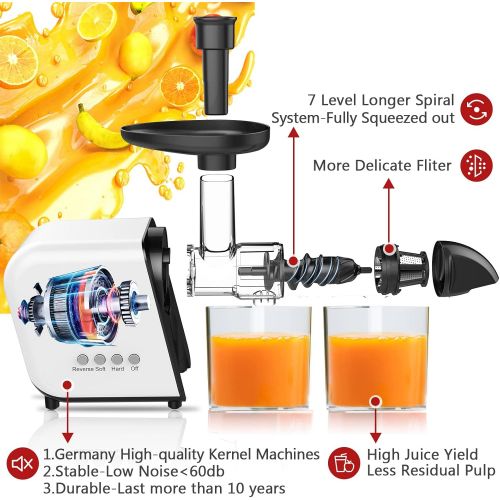  [아마존베스트]KOIOS Juicer, slow Juicer Extractor with reverse function, cold press Juicer Machines with quiet Motor, high nutrient fruit and vegetable Juice