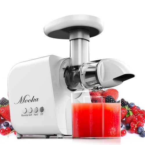  Mooka Juicer, Slow Masticating Juicer Extractor, Juice Fountain, Cold Press Juicer Machine with Quiet Motor & Reverse Function, High Juice Yield, Extract Healthy Nutrition from Fru