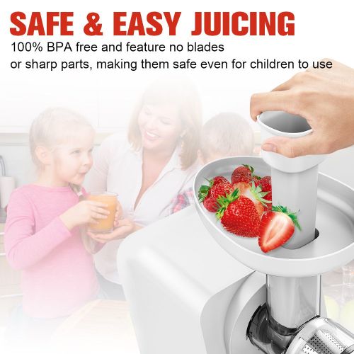  Mooka Juicer, Slow Masticating Juicer Extractor, Juice Fountain, Cold Press Juicer Machine with Quiet Motor & Reverse Function, High Juice Yield, Extract Healthy Nutrition from Fru