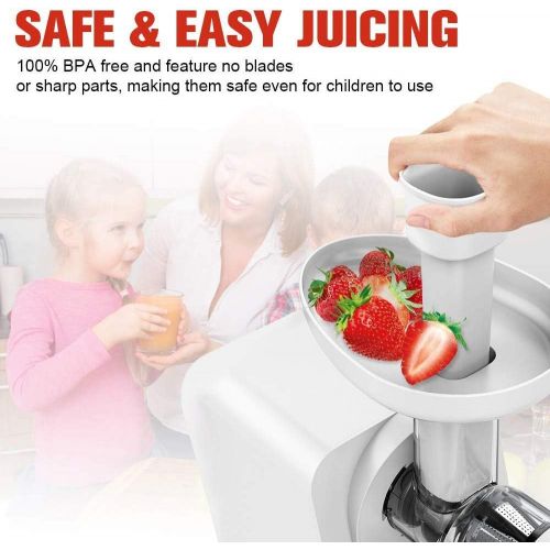  Mooka Juicer, Slow Masticating Juicer Extractor, Juice Fountain, Cold Press Juicer Machine with Quiet Motor & Reverse Function, High Juice Yield, Extract Healthy Nutrition from Fru