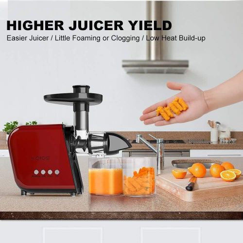  Mooka Juicer, Slow Masticating Juicer Extractor, Juice Fountain, Cold Press Juicer Machine with Quiet Motor & Reverse Function, High Juice Yield, Extract Healthy Nutrition from Fru