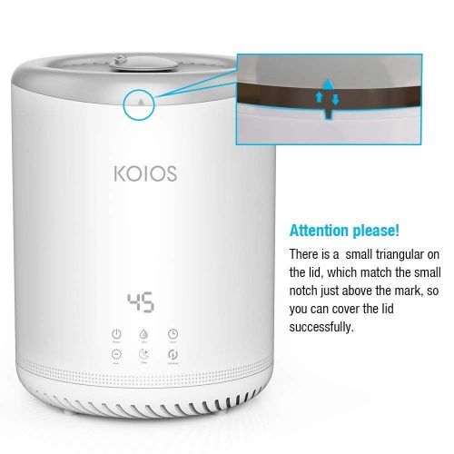  KOIOS Upgrade Top Fill Humidifiers, Ultrasonic Cool Mist Humidifier with 3 Adjustable Mist Settings, Ultra Quiet, Automatic Shut-Off, Sleep Mode, 4 Liter Large Capacity Open Water