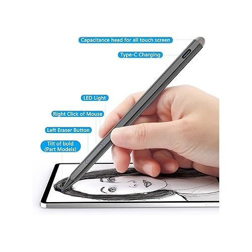  KOKABI Surface Pen 4096 Pressure Sensitivity, Microsoft Surface Pen Magnetic, Rechargeable and Palm Rejection Surface Pro Pen 8/X/7/6/5/4/3, Surface 3/Go/Book/Laptop/Studio, ASUS, HP, DELL