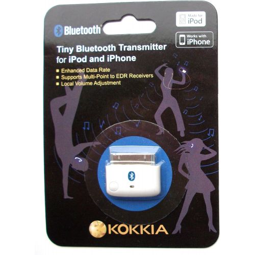  [아마존베스트]KOKKIA i10 (White) : Apple MFi Certified Bluetooth Splitter Transmitter (to 2 Stereo Receivers).Compatible to Apple iPod,iPhone,iPad with 30-pin connector.Compatible streaming to 2