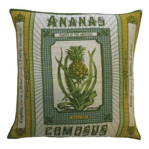  Unknown Koko Botanica Ananas Comosus Print Linen Pillow, 20 by 20-Inch