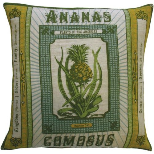  Unknown Koko Botanica Ananas Comosus Print Linen Pillow, 20 by 20-Inch