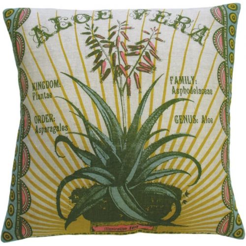  Unknown Koko Botanica Aloe Vera Print Linen Pillow, 20 by 20-Inch