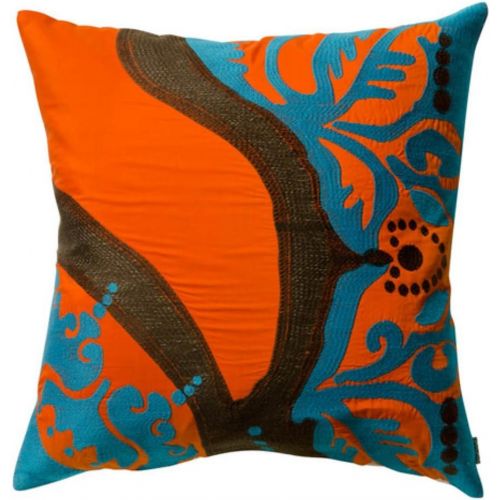  Unknown Koko Coptic Applique and Embroidered Cotton Pillow, 18 by 18-Inch, Orange