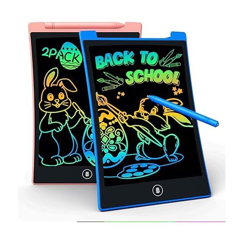  KOKODI Kids Toys 2 Pack LCD Writing Tablet, Colorful Toddler Drawing Pad Doodle Board Erasable, Educational Learning Toys Birthday Gifts for Boys Girls Age 3 4 5 6 7 8 (Blue & Pink)