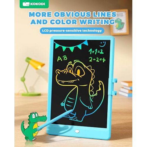  KOKODI LCD Writing Tablet, 10 Inch Colorful Toddler Doodle Board Drawing Tablet, Erasable Reusable Electronic Drawing Pads, Educational and Learning Toy for 3-6 Years Old Boy and Girls