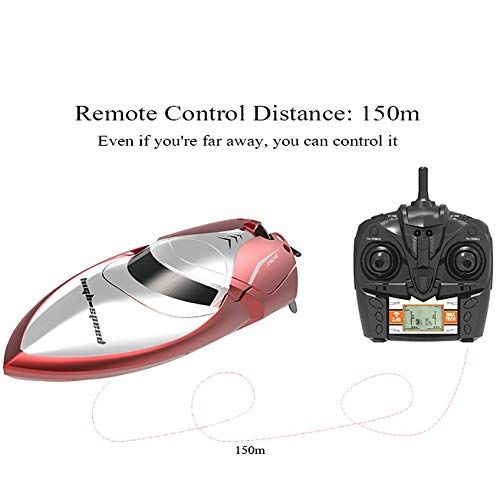  KOLAMAMA Remote Control Boat, 2.4G High Speed RC Boat for Kids/Adults，Electric Radio Remoter Control Racing Boat with Double-Hatch Protection Waterproof Hull & LCD Display Toys for