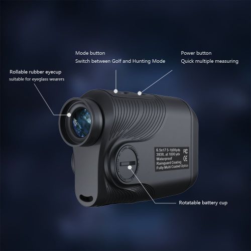  KOLSOL Dual-use Golf Hunting Laser Rangefinder 1000yard 6.5x Magnification Laser Distance Measurer KY1000 Best Measuring Range 5y-1000y