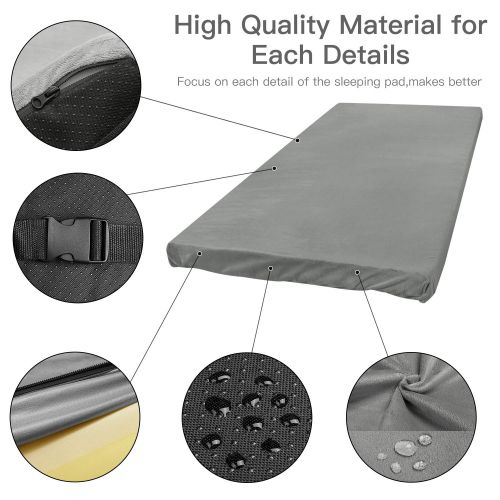  KOMEX Camping Memory Foam Certipur-US Portable Sleeping Pad Roll-Up Guest Bed/Floor Mat Mattress Topper with Removable Waterproof Cover for Travelling