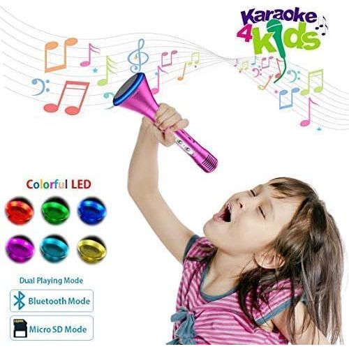  [아마존베스트]KOMVOX Karaoke Microphone For Kids, Birthday Gifts for Girls 3 4 5 6 Year Old, Bluetooth Karaoke Singing Machine for Kids, Toys for Girls Age 3 4 5 6