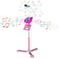 [아마존베스트]KOMVOX Kids Karaoke Microphone with Stand, Girls Karaoke Machines with Bubble Function, 4 5 6 7 8 Year Old Girls Toy, Birthday Gifts for Girls Childrens Microhpnes for Singing