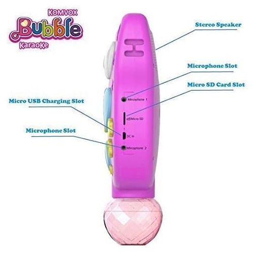  [아마존베스트]KOMVOX Kids Karaoke Microphone with Stand, Girls Karaoke Machines with Bubble Function, 4 5 6 7 8 Year Old Girls Toy, Birthday Gifts for Girls Childrens Microhpnes for Singing