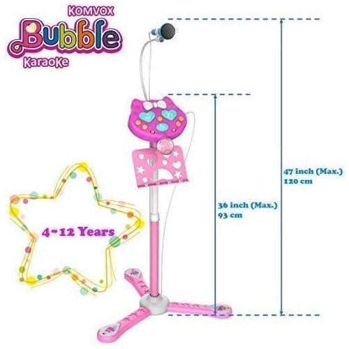  [아마존베스트]KOMVOX Kids Karaoke Microphone with Stand, Girls Karaoke Machines with Bubble Function, 4 5 6 7 8 Year Old Girls Toy, Birthday Gifts for Girls Childrens Microhpnes for Singing