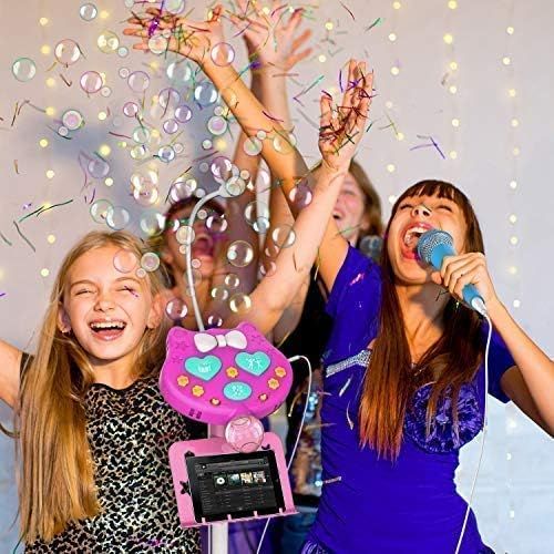  [아마존베스트]KOMVOX Kids Karaoke Microphone with Stand, Girls Karaoke Machines with Bubble Function, 4 5 6 7 8 Year Old Girls Toy, Birthday Gifts for Girls Childrens Microhpnes for Singing