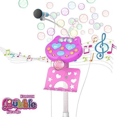  [아마존베스트]KOMVOX Kids Karaoke Microphone with Stand, Girls Karaoke Machines with Bubble Function, 4 5 6 7 8 Year Old Girls Toy, Birthday Gifts for Girls Childrens Microhpnes for Singing