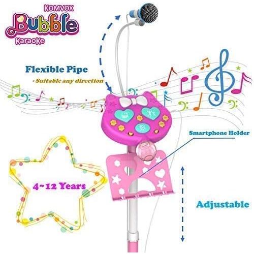  [아마존베스트]KOMVOX Kids Karaoke Microphone with Stand, Girls Karaoke Machines with Bubble Function, 4 5 6 7 8 Year Old Girls Toy, Birthday Gifts for Girls Childrens Microhpnes for Singing