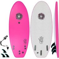 KONA SURF CO. The 4-4 Surfboards Soft Board Foam Top Short Boogie Bodyboard Surfboard Includes Removable Fins and Leash (Pink, 4ft 4in)