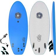 The 4-4 Surfboard for Beginners Kids and Adults - Soft Top Foam Surfboards for Beach - Surf as a Boogie Board Bodyboard or Softboard - Includes Fins and Leash