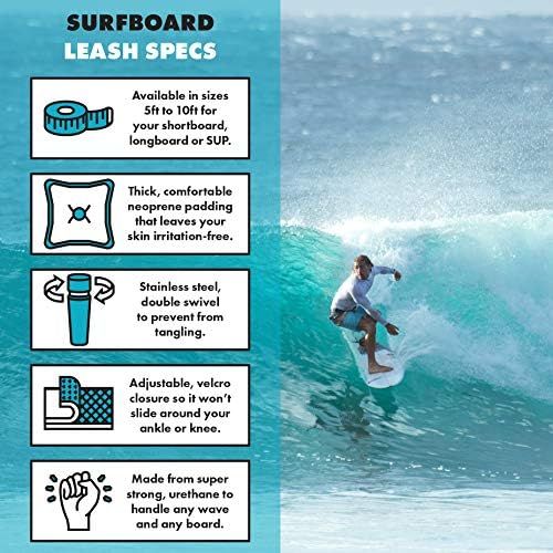  Visit the KONA SURF CO. Store KONA SURF CO. Premium Straight Comp Surfboard Leash Leg Rope for Shortboards and Longboards