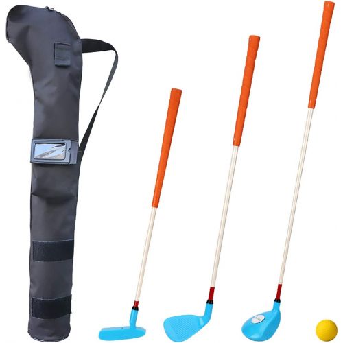  KONDAY Kids Golf Clubs Set Children Golf Set Yard Sports Tools Three Clubs with Carry Bag and Soft Balls