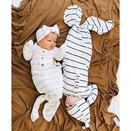  KONFA_Sleepwear Toddler Newborn Baby Girls Boys Sleep Sack Bag+Hat,Sleepwear Stripes Print Swaddle Wrap Blanket Wearable Sleepers